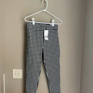 Zara Pants Jumpsuits Zara Check Plaid High Rise Leggings Nwt